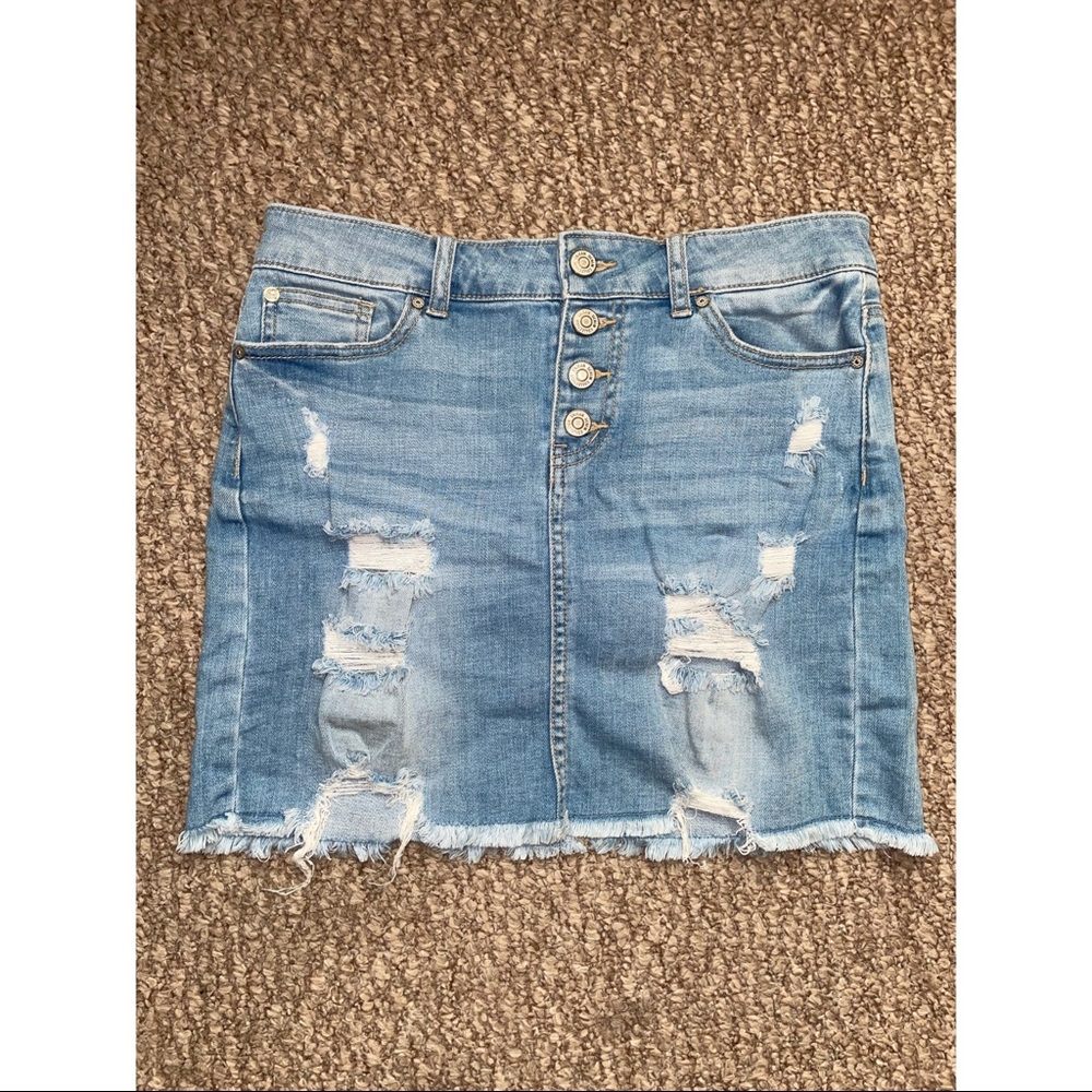 Enjean Denim Co Ripped Denim Skirt